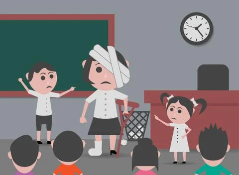 Mistreating children teacher in class イラスト素材