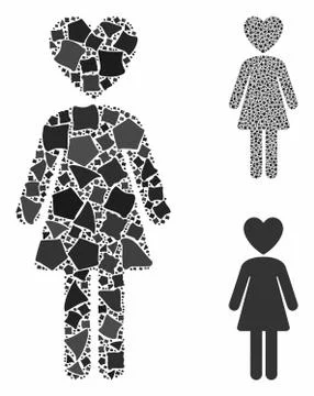 Mistress Composition Icon of Uneven Elements Stock Illustration