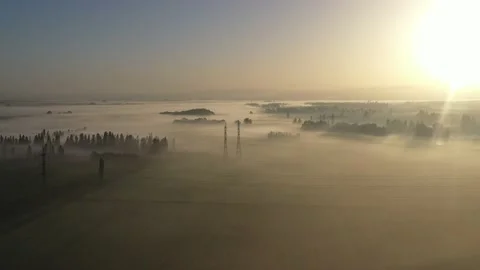 Mists over fields Stock Footage 167422691
