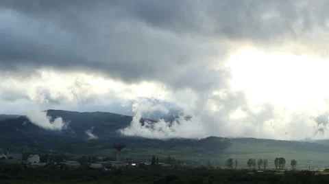 Mists Rising over Town Stock Footage 39490047