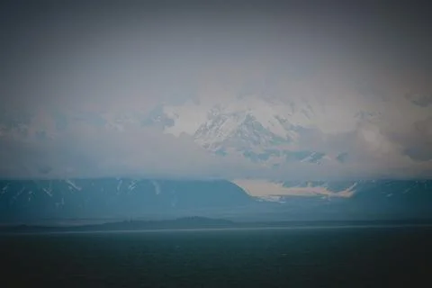Misty Alaskan Mountain Range Stock Photos