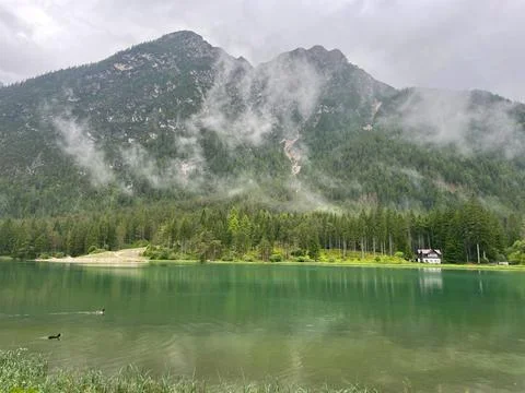 Misty Alpine Lake Stock Photos