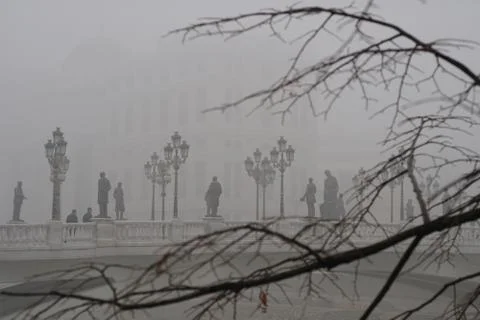 Misty cityscape Stock Photos