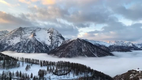Misty cloud in the valley Stock Footage 230143300