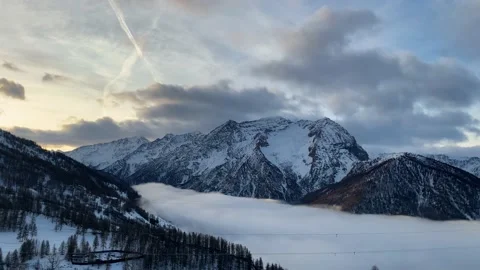 Misty cloud in the valley Stock Footage 230143350