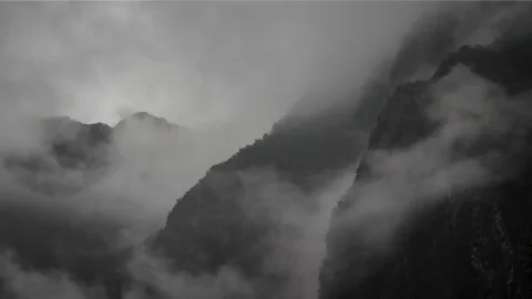 Misty cloudy mountains HD 83 Stock Footage 145430500