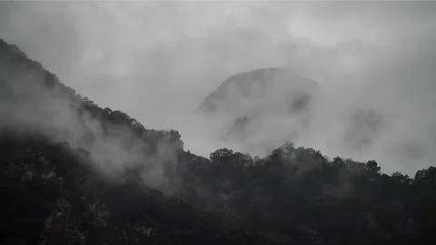 Misty cloudy mountains HD 84 Stock Footage 145430497