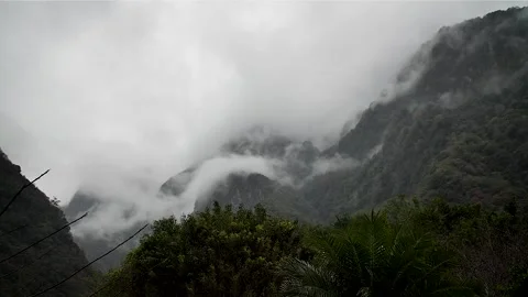 Misty cloudy mountains HD 85 Stock Footage 145430491