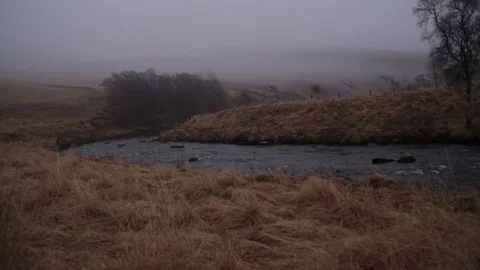 Misty countryside river 2 Stock Footage 71390535