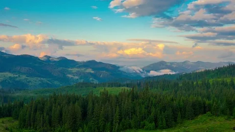 Misty Evening in the Mountains Stock Footage 77974543