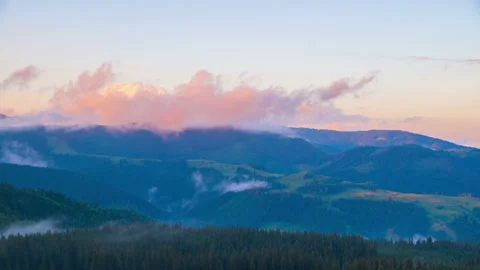 Misty Evening in the Mountains Stock-Footage 87136259