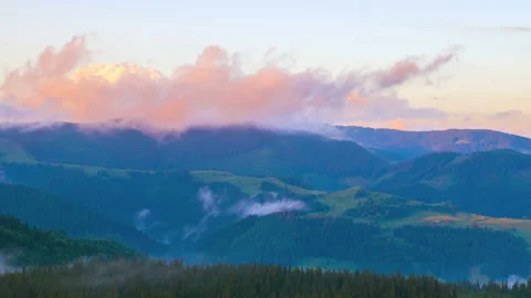 Misty Evening in the Mountains Stock-Footage 87559744