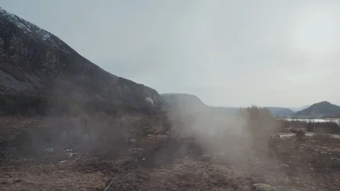 Misty field in Norway Vídeo Stock 86797327