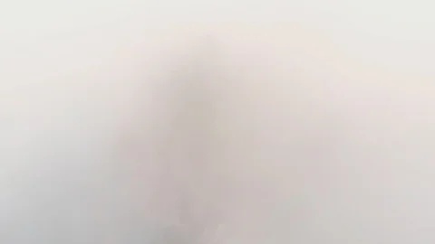 Misty forest, drone flying through the clouds at the top of mountain, aerial Stock Footage 104653933