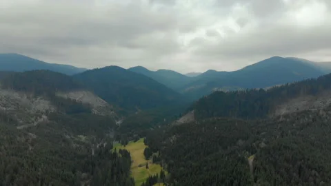 Misty forest mountains after rain from a bird's eye view Vídeo Stock 107988796