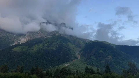 Misty Forest Mountainscape Shrouded in Clouds Stock Footage 260207373