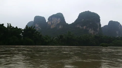 Misty karst landform,Li river 库存影片 42075300