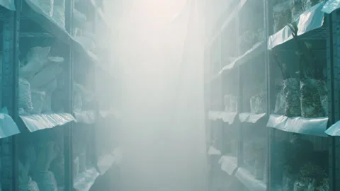Misty lab with mushrooms everywhere Stock Footage 283073535