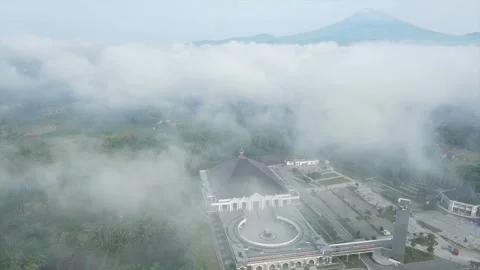 Misty landscape with monument  mountain. Stock Footage 320442219