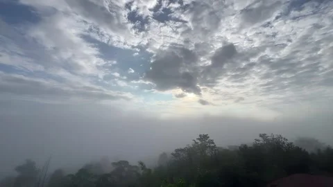 Misty Landscape with Sun Breaking Through Clouds at Emei Sichuan Stock Footage 337327565