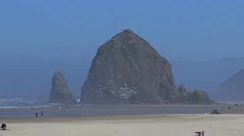 Misty morning Haystack Rock Video stock 60932648