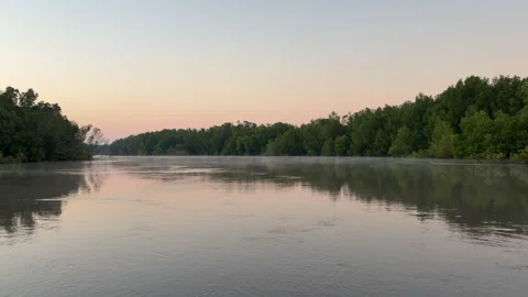 Misty morning on the river Stock-Footage 336522717