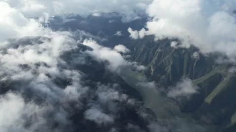 Misty Mountain and River Scenery of Goddess Peak in Wu Gorge, Three Gorges Stock Footage 340396635