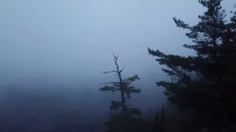 Misty Mountain Fly over Edge Stock Footage 107178405