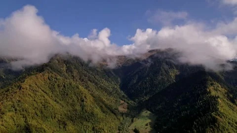 Misty Mountain Forest Aerials Stock Footage 255819525