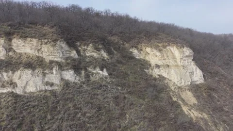 Misty Mountain Forest With Dramatic Rocky Cliffs Stock Footage 328823383