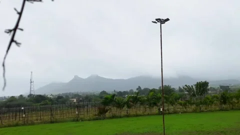 Misty Mountain Landscape with Low Clouds and Gentle Wind Stock Footage 344271790