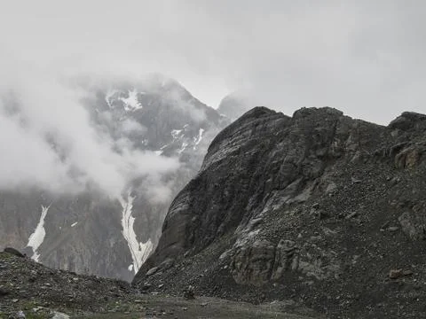 Misty mountain landscape Stock Photos