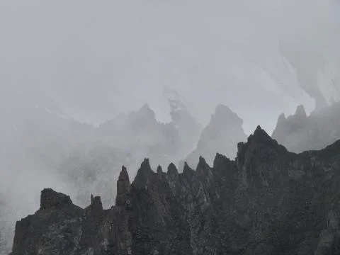 Misty mountain landscape Stock Photos