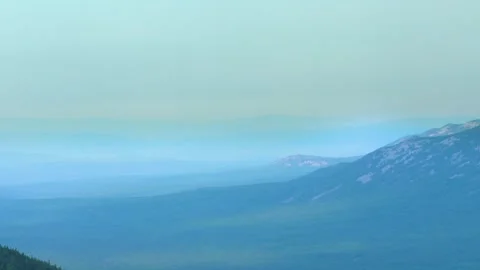 Misty Mountain Landscape in the Southern Urals, Russia Stock Footage 325348053