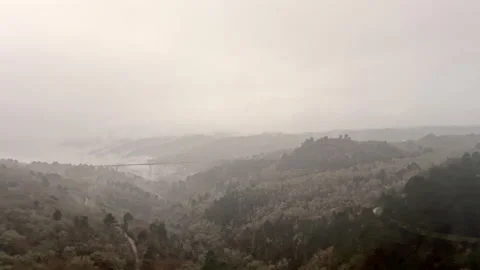 Misty Mountain Landscape from Train Window Stock Footage 274482978