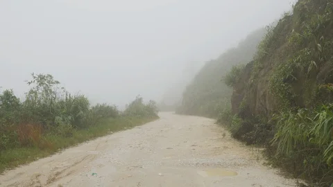 Misty mountain path Stock Footage 94790882