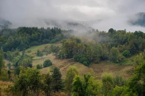 Misty mountain Stock Photos