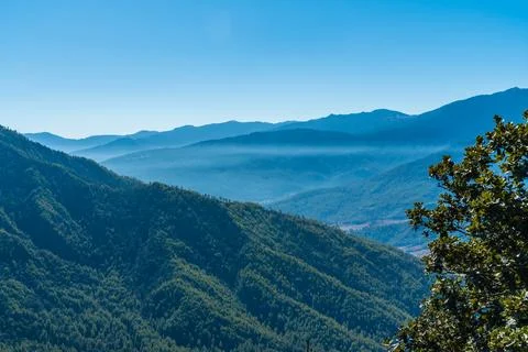 Misty mountain range Stock Photos