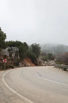Misty mountain road Stock Photos
