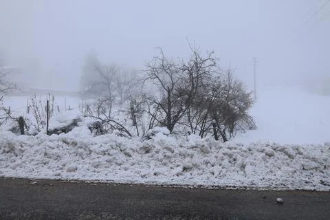 Misty mountain road Stock Photos