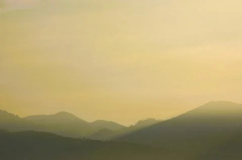  Misty Mountain Sunset Stock Photos