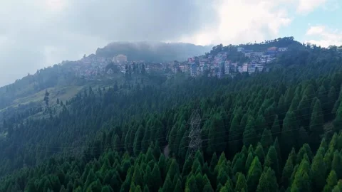 Misty Mountains and Dense Pine Forest Landscape Video stock 340278370