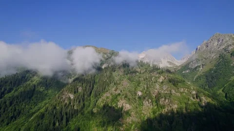 Misty Mountains and Verdant Slopes Serenity Stock Footage 256180604