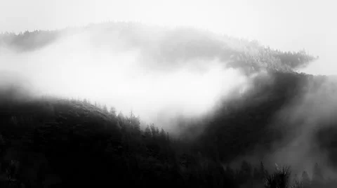 Misty mountains black n white Stock Footage 44210274