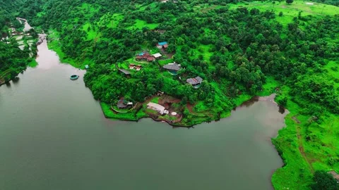 Misty Mountains Captured by Drone During Monsoon Near Matheran, Mumbai Stock Footage 307771277