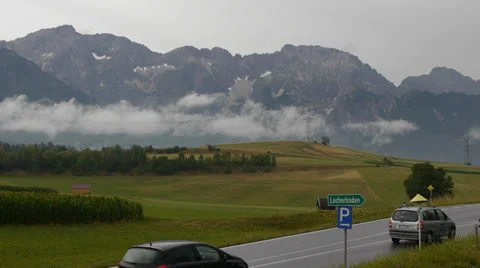 Misty mountains with traffic 스톡 동영상 29654564