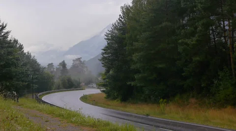 Misty mountains with traffic Stock Footage 29654844