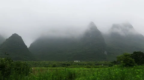 Misty mountain,yangshuo Stock Footage 42077339