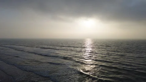 Misty Ocean Waves at Dusk, Tranquil Scene, North Sea, Winter, Netherlands Stock Footage 295943797