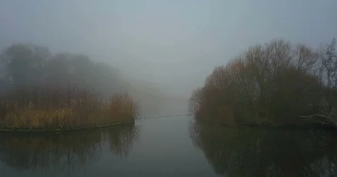 Misty Pond Fly backwards Stock Footage 103273259